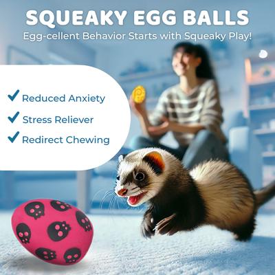Show full view: SunGrow Soft Rubber Bouncy Egg Ball Dog Squeaky Chew Toys for Interactive Fetch Play, 3 count slide 5 of 7