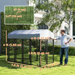 PawHut Outdoor Dog Kennel with Two-Room Design, Silver, 8 x 4 x 6-ft slide 2 of 9