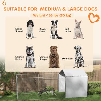 Show full view: PawHut Large Dog Outdoor Kennel, Silver, 19.7 x 7.5 x 7.5-ft slide 8 of 9