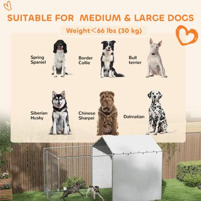 Show full view: PawHut Large Dog Outdoor Kennel, Silver, 13.1 x 7.5 x 7.5-ft slide 8 of 9