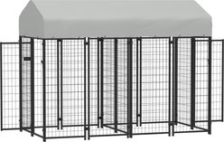 PawHut Outdoor Dog Kennel with Two-Room Design, Silver, 8 x 4 x 6-ft