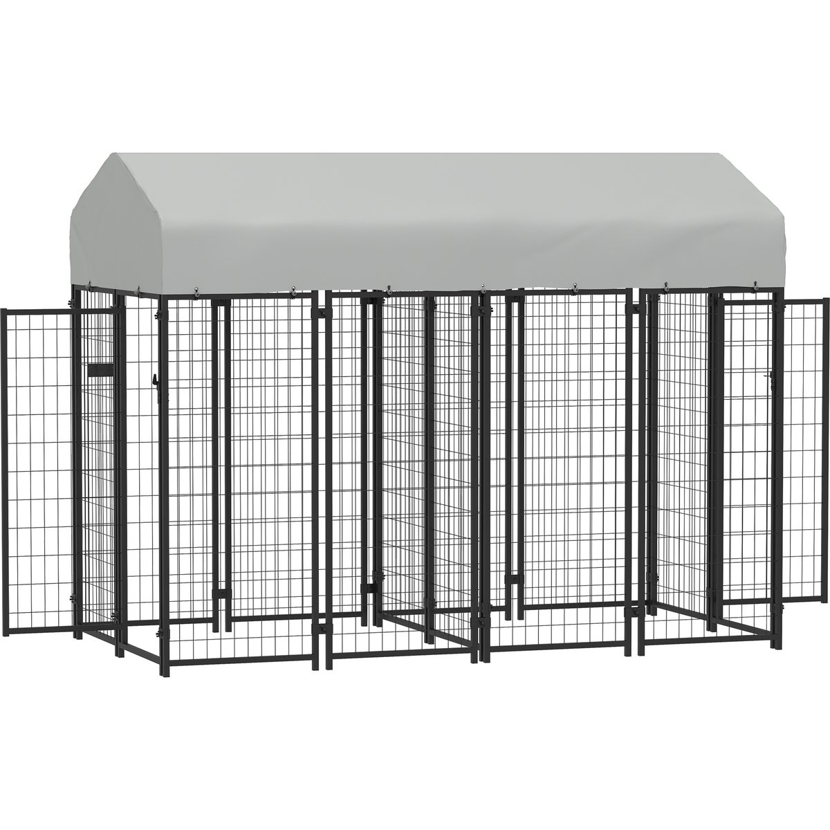 PawHut Outdoor Dog Kennel with Two-Room Design, Silver, 8 x 4 x 6-ft