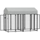PawHut Outdoor Dog Kennel with Two-Room Design, Silver, 8 x 4 x 6-ft