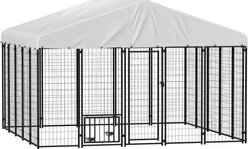 PawHut Outdoor Dog Kennel, Silver, 9.8 x 9.8 x 6.8-ft