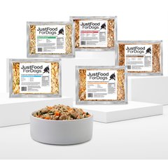 JustFoodForDogs Sampler Variety Box Frozen Human-Grade Fresh Dog Food, 18-oz pouch, case of 7