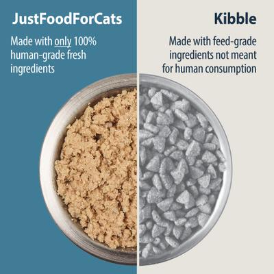 Show full view: JustFoodForCats Fish & Chicken Recipe Frozen Human-Grade Fresh Cat Food, 18-oz pouch, case of 21 slide 5 of 10