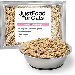 JustFoodForCats Fish & Chicken Recipe Frozen Human-Grade Fresh Cat Food, 18-oz pouch, case of 7