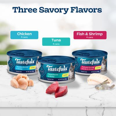 Blue Buffalo Tastefuls Tuna, Chicken, Fish & Shrimp Entrées Variety Pack Flaked Wet Cat Food