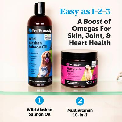 Show full view: Pet Honesty Wild Alaskan Salmon Oil Omega-3 & Joint Supplement for Dogs & Cats, 16-fl oz bottle, bundle of 3 slide 9 of 14