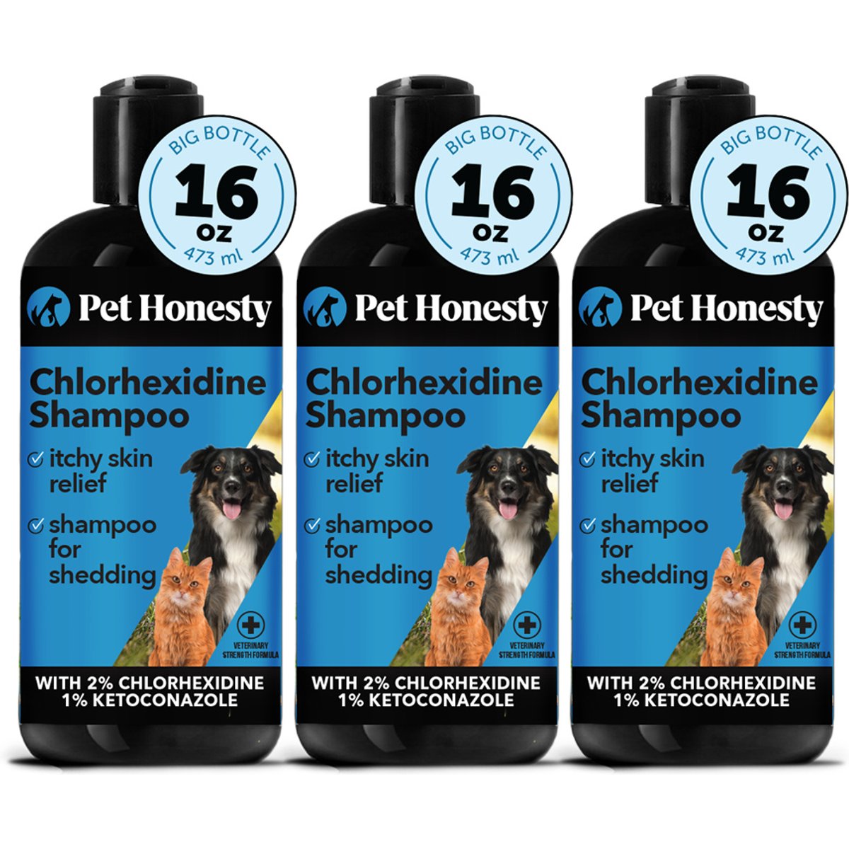Pet Honesty Chlorhexidine Antibacterial Itchy Skin, Allergy Relief & Sensitive Skin Dog Shampoo, 48-fl oz bundle