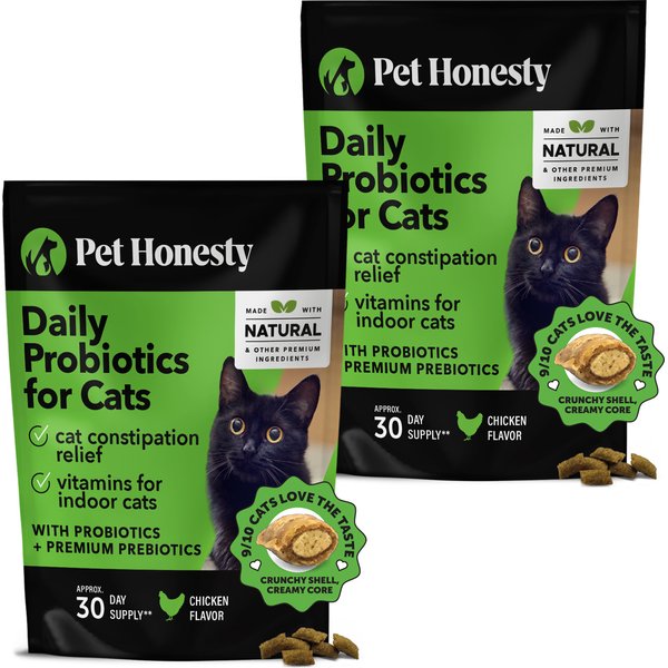Pet Honesty Probiotics Gut + Immune Health Chicken Flavored Digestive Chews for Cats, 3.7-oz pouch