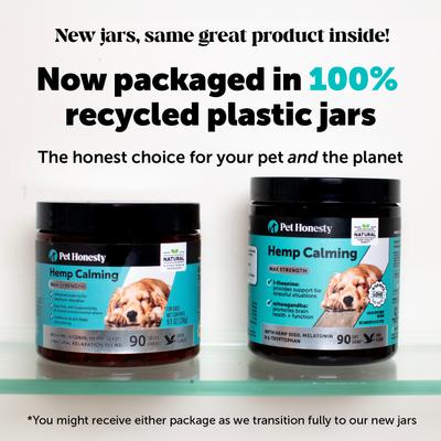 Show full view: Pet Honesty Hemp Calming Max-Strength Duck Flavored Melatonin, Ashwaganda & L-Theanine Chews Calming & Anxiety Supplement for Dogs, 270 count slide 9 of 13