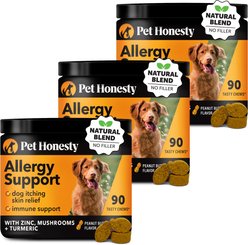 Pet Honesty Allergy Support Peanut Butter Flavored Colostrum & Turmeric Chews, Itchy Skin, Immune & Allergy Relief Supplement for Dogs, 270 count bundle