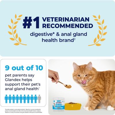 Show full view: Vetnique Labs Glandex Feline Anal Gland Support Probiotic & Digestion Tuna Flavored Powder Supplement for Cats, 2 count slide 6 of 11