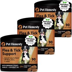 Pet Honesty Flea & Tick Defense Bacon Soft Chew Flea & Tick Repellent Supplement for Dogs, 90 count, 270 count