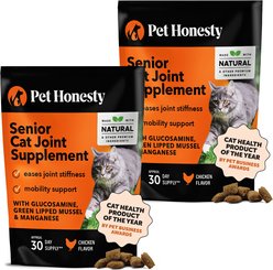 Pet Honesty Senior Joint Support Chicken Flavored Chews Joint Supplement for Joint Pain & Arthritis Relief for Adult & Senior Cats, 3.7-oz Bag, 2 count