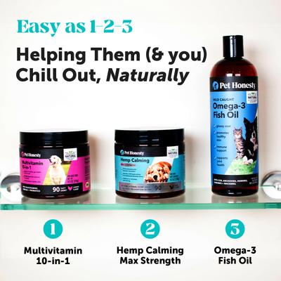 Show full view: Pet Honesty Hemp Calming Max-Strength Duck Flavored Melatonin, Ashwaganda & L-Theanine Chews Calming & Anxiety Supplement for Dogs, 270 count slide 8 of 13