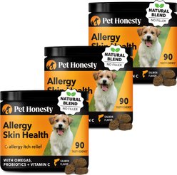 Pet Honesty Allergy Skin Health Salmon Flavored Allergy & Itch Relief, Omega-3 Supplement for Dogs, 270 count bundle