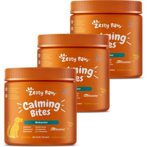 Zesty Paws Hemp Calming Bites Peanut Butter Flavored Soft Chews Composure & Relaxation Supplement for Dogs, 270 count
