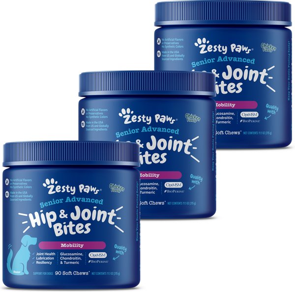 Zesty Paws Advanced Hip & Joint Mobility Bites Senior Recipe Chicken Soft Chews for Dogs Zesty Paws Advanced Hip & Joint Mobility Bites Senior Recipe Chicken Soft Chews for Dogs