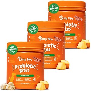 Zesty Paws Probiotic Bites Pumpkin Flavored Soft Chews Gut Flora & Digestive Supplement for Dogs, 270 count