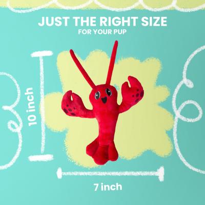 Show full view: Snugarooz Luca the Lobster Squeaky Dog Plush Toy slide 4 of 5
