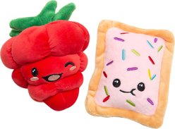 Snugarooz Poptart & Raspberry Squeaky Dog Plush Toy, 2 count