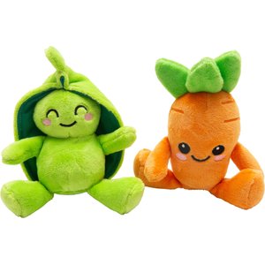 Snugarooz Pea & Carrot Squeaky Dog Plush Toy, 2 count