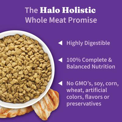 Show full view: Halo Holistic Indoor Wild-Caught Salmon & Whitefish Recipe Complete Digestive Health & Healthy Weight Support Grain-Free Adult Dry Cat Food, 6-lb bag slide 6 of 12