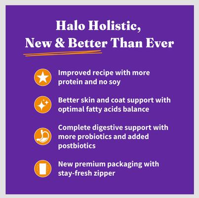 Show full view: Halo Holistic Cage-free Chicken Recipe Complete Digestive Health Adult Dry Cat Food, 6-lb bag slide 9 of 12