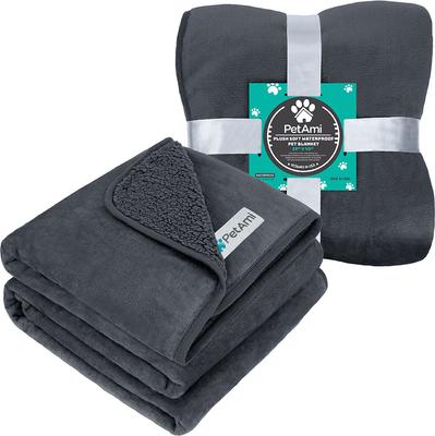 Show full view: PetAmi Sherpa Fleece Waterproof Cat & Dog Blanket, Gray, Small  slide 9 of 10