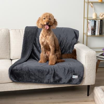 Show full view: PetAmi Sherpa Fleece Waterproof Cat & Dog Blanket, Gray, Queen  slide 6 of 9