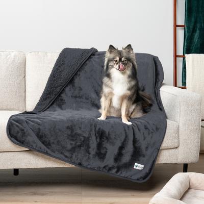 Show full view: PetAmi Sherpa Fleece Waterproof Cat & Dog Blanket, Gray, Queen  slide 5 of 9