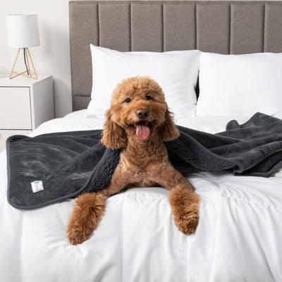 Show full view: PetAmi Sherpa Fleece Waterproof Cat & Dog Blanket, Gray, Small  slide 7 of 10