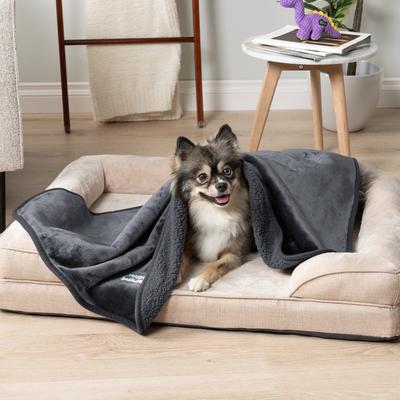 Show full view: PetAmi Sherpa Fleece Waterproof Cat & Dog Blanket, Gray, Small  slide 6 of 10