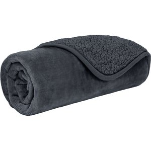 PetAmi Sherpa Fleece Waterproof Cat & Dog Blanket, Gray, Small 