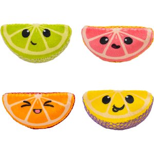 Catstages Dental Fruit Wedges Cat Plush Toy with Catnip, Multicolored, 4 count