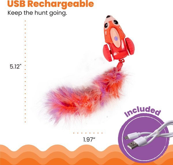 Catstages Racin' Squirrel Robot, Electronic Moving Cat Motion Toy, Red