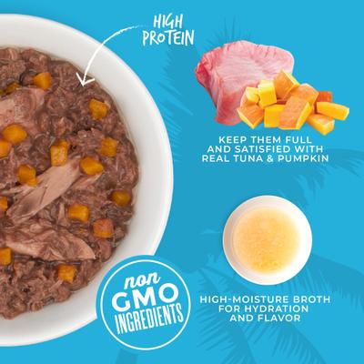 Show full view: Tiki Cat Aloha Friends Tuna Favorites Mega Variety Pack Grain-Free Flaked Wet Cat Food, 3-oz can, case of 36 slide 8 of 10