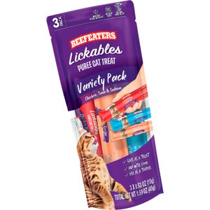 Beefeaters Lickables Puree Variety Pack Cat Treat, 1.59-oz bag, case of 12