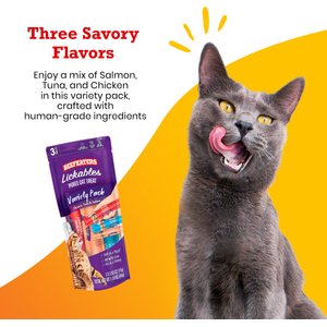 Beefeaters Lickables Puree Variety Pack Cat Treat, 1.59-oz bag, case of 12