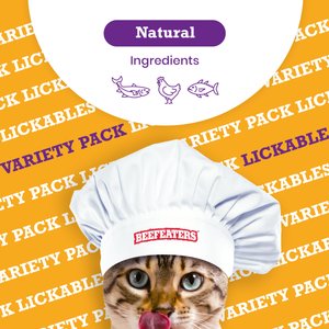 Beefeaters Lickables Puree Variety Pack Cat Treat, 1.59-oz bag, case of 12