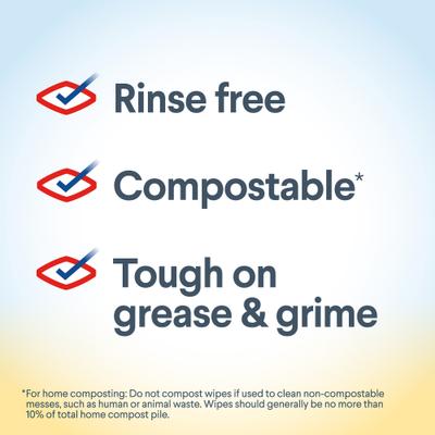 Show full view: Clorox Simply Lemon Compostable Cleaning Wipes, 225 count slide 8 of 11