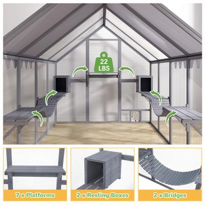 Show full view: Coziwow Outdoor Walk-in Catio Cat Exercise Pen, Grey slide 4 of 12