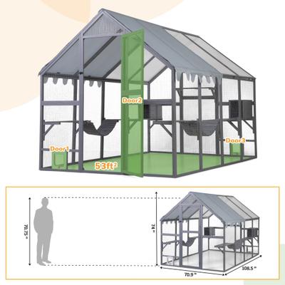 Show full view: Coziwow Outdoor Walk-in Catio Cat Exercise Pen, Grey slide 2 of 12