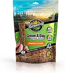 PetBeing Green a Day Veggie Strips Pumpkin & Apple Vegetarian Supplement Chew for Dogs, 3-oz bag
