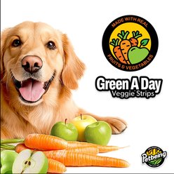 PetBeing Green a Day Veggie Strips Carrot & Apple Vegetarian Supplement Chew for Dogs, 3-oz bag, case of 4 slide 2 of 7