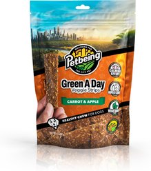 PetBeing Green a Day Veggie Strips Carrot & Apple Vegetarian Supplement Chew for Dogs, 3-oz bag