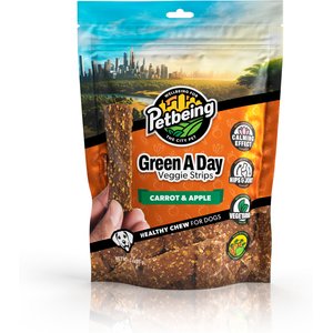 PetBeing Green a Day Veggie Strips Carrot & Apple Vegetarian Supplement Chew for Dogs, 3-oz bag