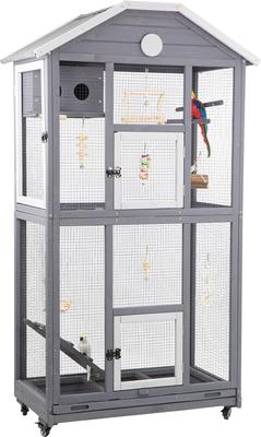 Show full view: Petscosset Outdoor Wooden Aviary Bird Cage, Brown, 33-in slide 8 of 9
